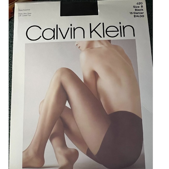 Calvin Klein Sheer Essentials Control Top Hosiery Tights Black‎ 15 Denier Size B - Picture 1 of 5